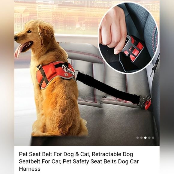 DOGS SEAT BELT ADAPTER. HOOKS TO HARNESS OR COLLAR. ADJUSTABLE. - Picture 1 of 6
